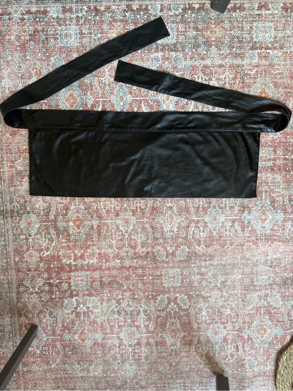 ORTTU Black Wrap Leather Obi Belt